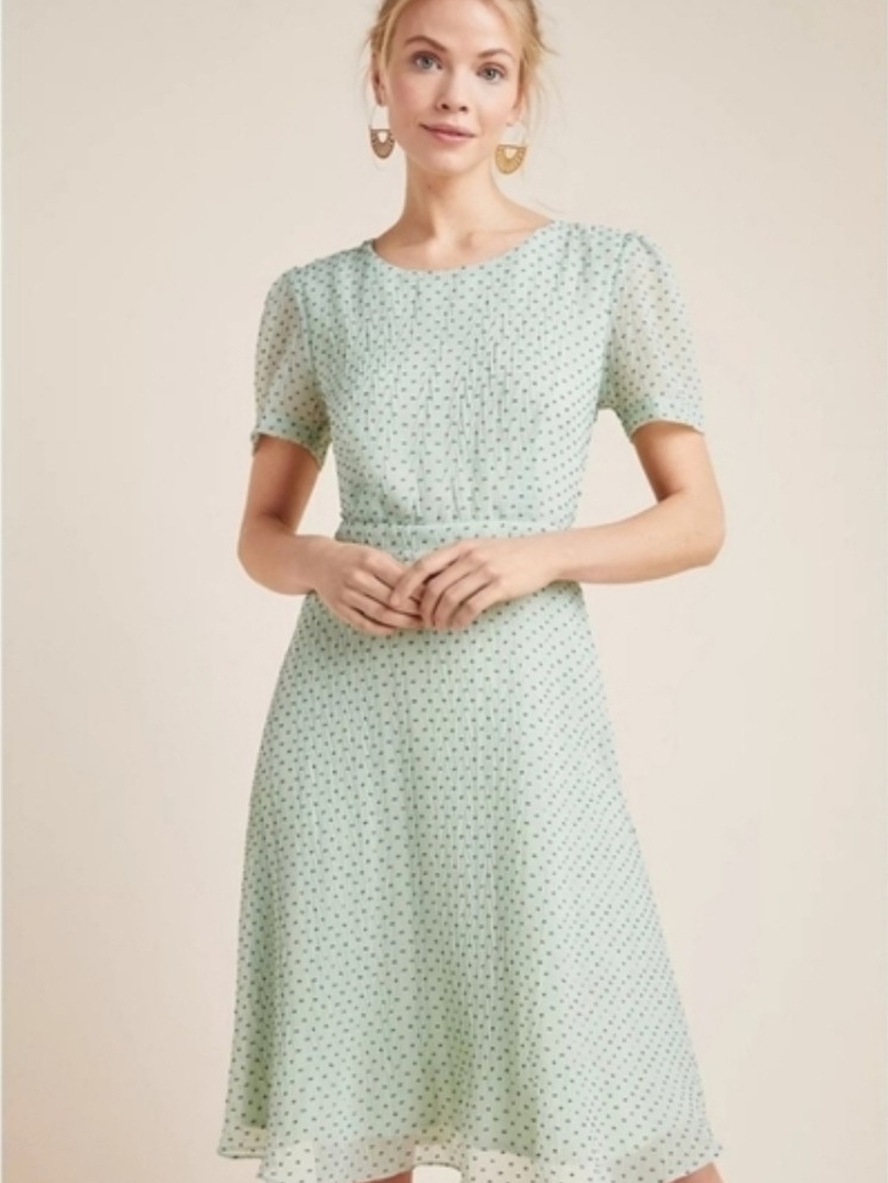 Sunday in Brooklyn By Anthropologie Mint Green Polka Dot Midi Dress